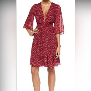 Diane von Furstenberg Alicia Peasant-Sleeve Ballet Rose Dress Size 6